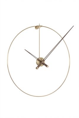 New Anda G Wanduhr: Runde, goldfarbene Design-Uhr mit braunen Zeigern für stilvolle Wanddekoration.